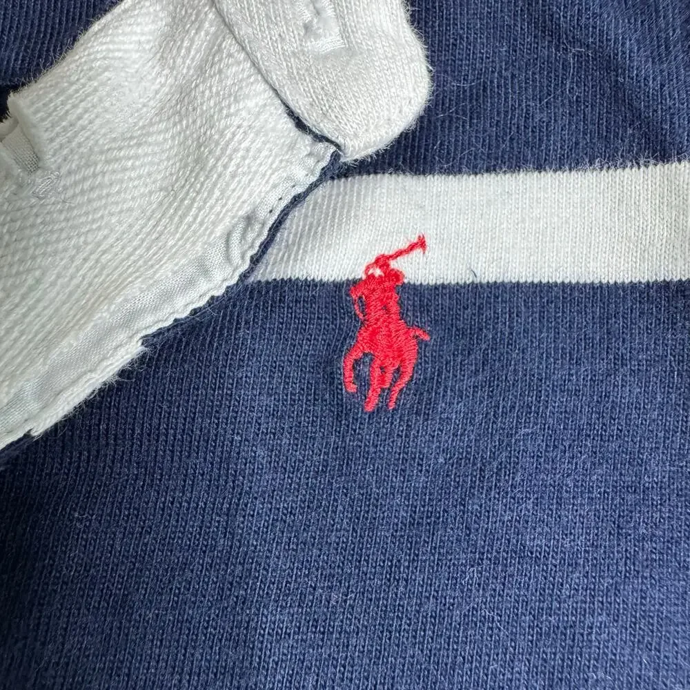 Ralph Lauren 12M Baby Striped Cotton Jersey Rugby Coverall Classic Polo